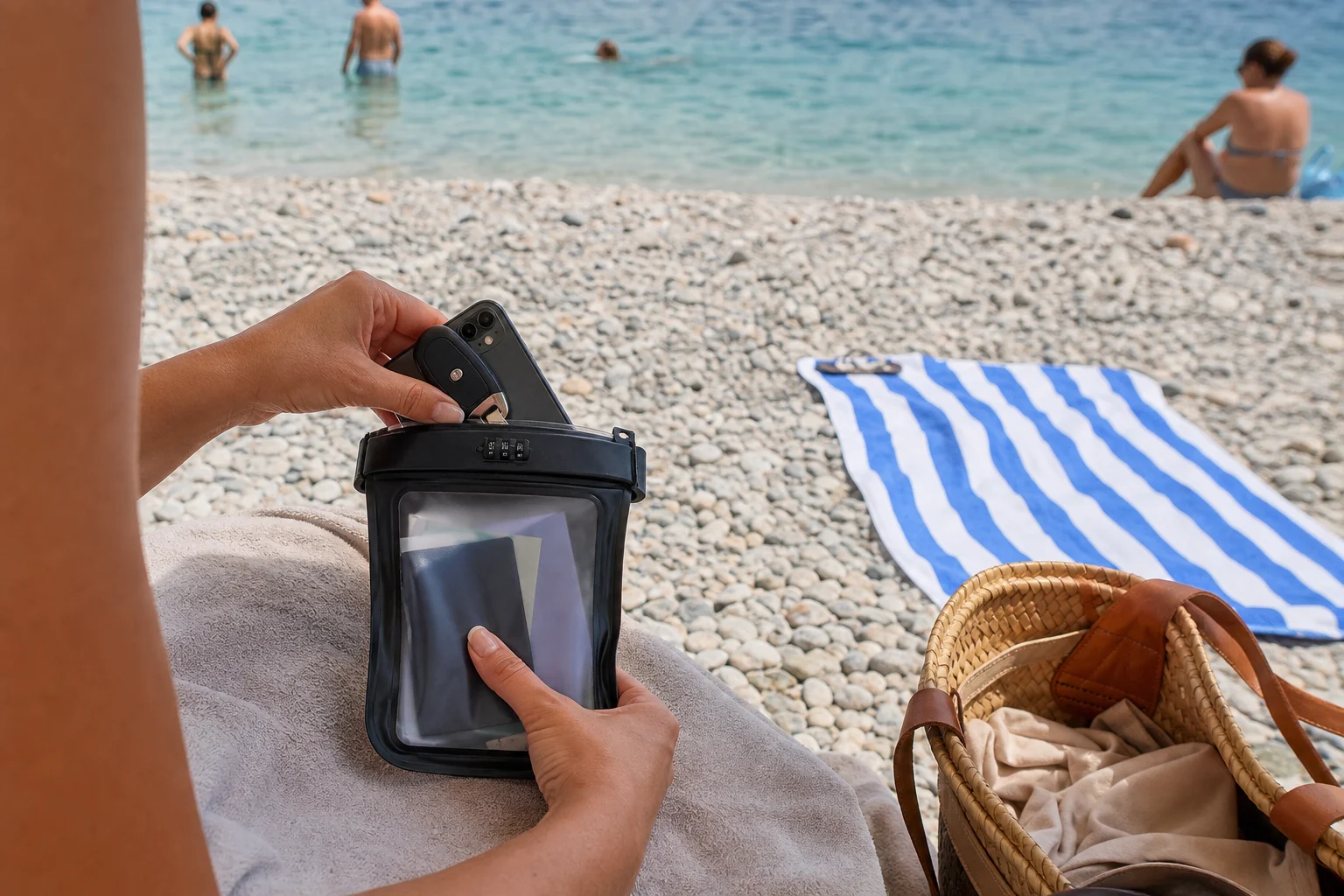 Golden-Beach-Themenkarte zum Schutz von Wertsachen am Strand