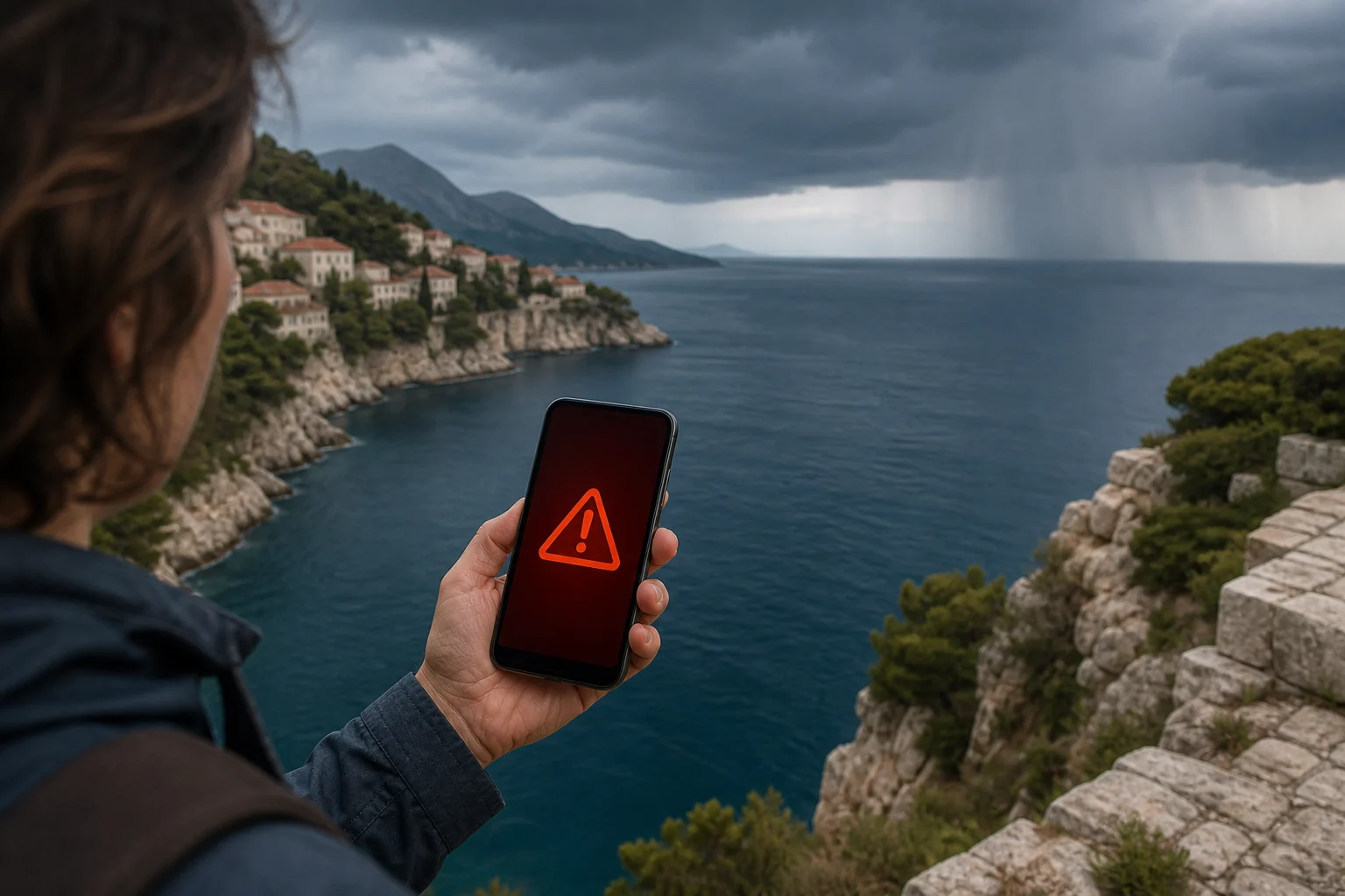 Golden-Beach-Themenkarte zu kroatischen Handywarnungen und dem Notruf 112
